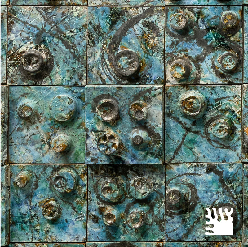 Sculptural Aqua & Bronze Surface DMBY66