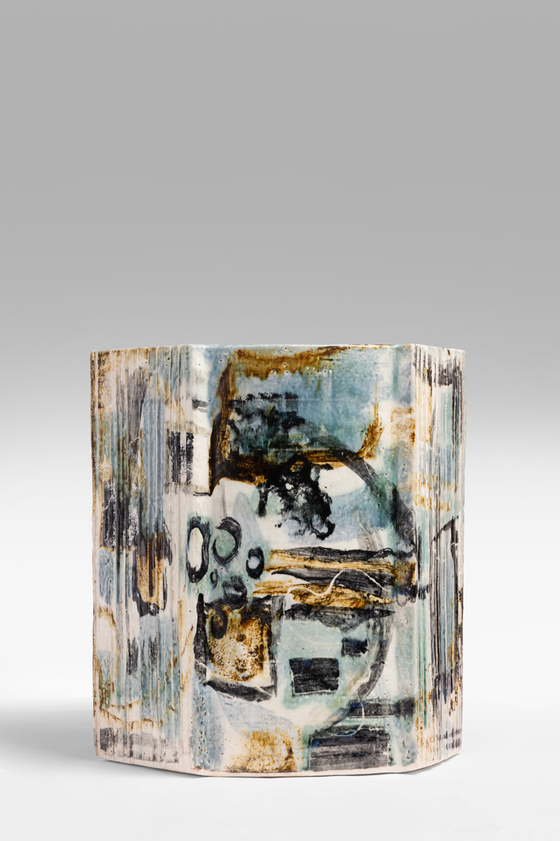 Abstract Art Hand-Painted Ceramic Side Table 365mm - DMDDKA