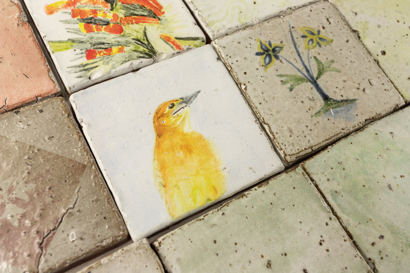 Blend of Hand Painted Birds on Square Tiles DZB3B2