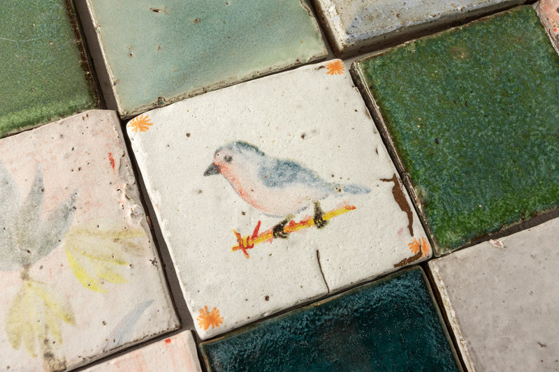 Blend of Hand Painted Birds on Square Tiles DZB3B2