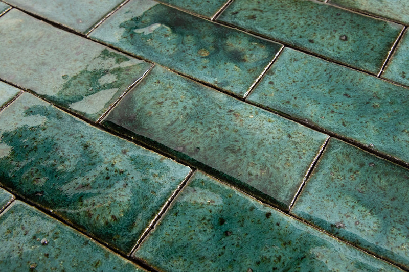 Wabi-Sabi Undulating Greens Rectangular Tiles - EBJLHB-WS