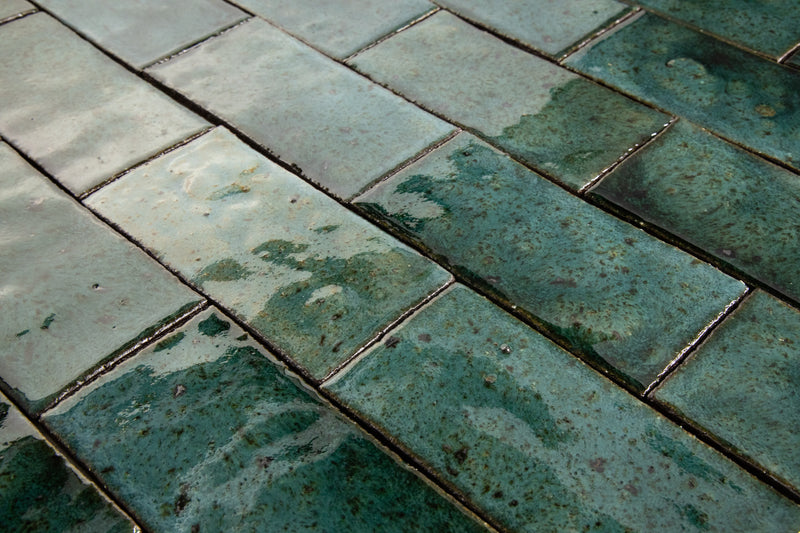 Wabi-Sabi Undulating Greens Rectangular Tiles - EBJLHB-WS