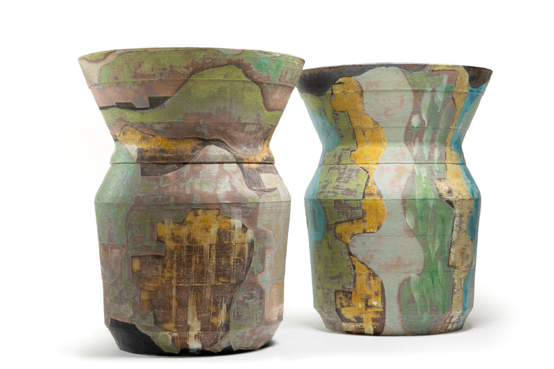 Hand-Painted Blue & Green Vessel - 01RUEN