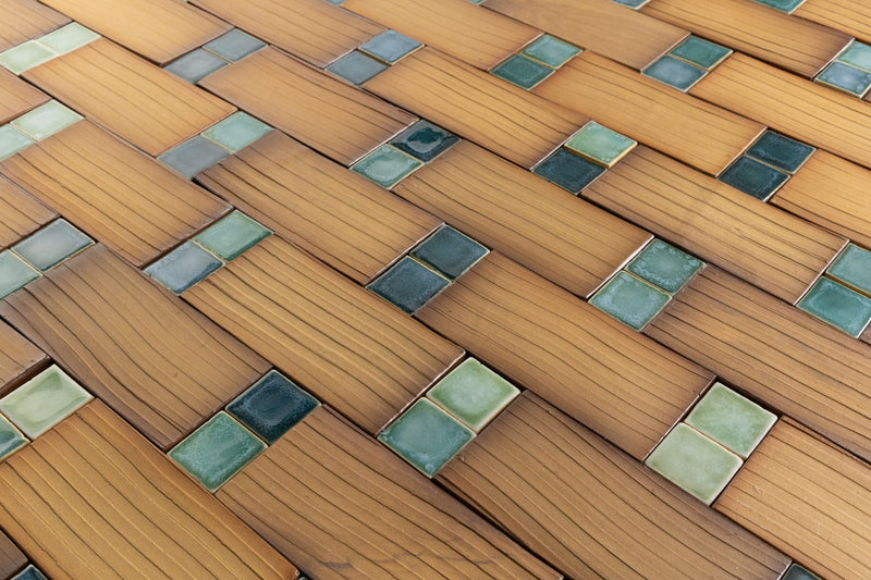 Terra Cotta and Green Squares Tiles - EFKAMM-WS