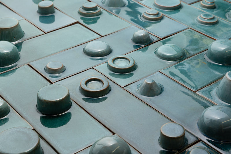 Hand-Made 3D Teal Tiles - EI2F32-EX