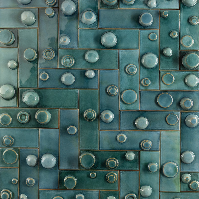 Hand-Made 3D Teal Tiles - EI2F32-EX