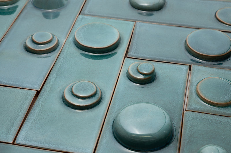 Hand-Made 3D Teal Tiles - EI2F32-EX