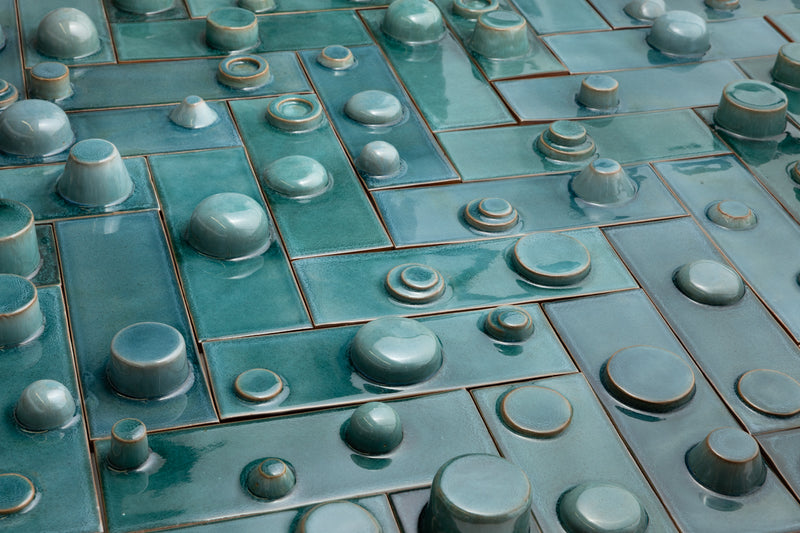 Hand-Made 3D Teal Tiles - EI2F32-EX