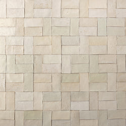 Textured Off-White Handmade Rectangular Tiles - ELEKLE-WS