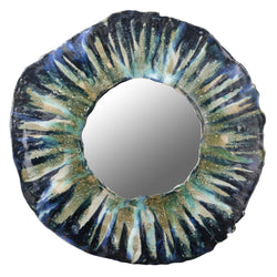 Small 350mm Blue & Green Ceramic Mirror - ELKFHH