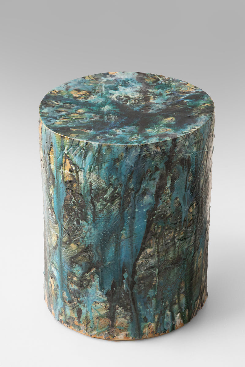 Aqua & Green Handcrafted Ceramic Side Table 390mm - EYAGUM