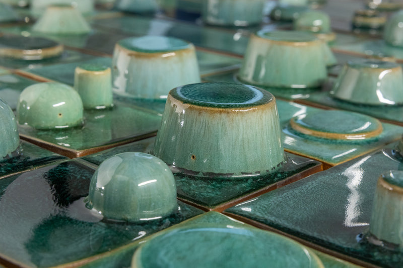 Hand-Made 3D Aqua & Green Tiles - FHCV9D-WS
