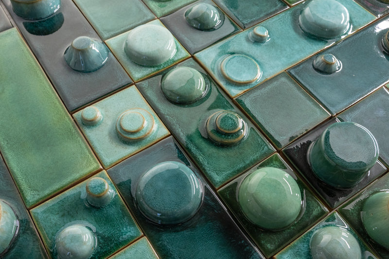 Hand-Made 3D Aqua & Green Tiles - FHCV9D-WS