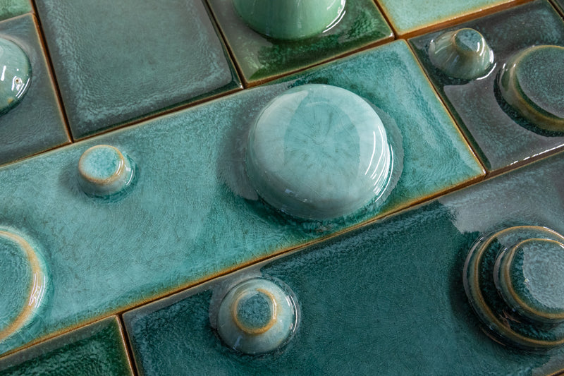 Hand-Made 3D Aqua & Green Tiles - FHCV9D-WS