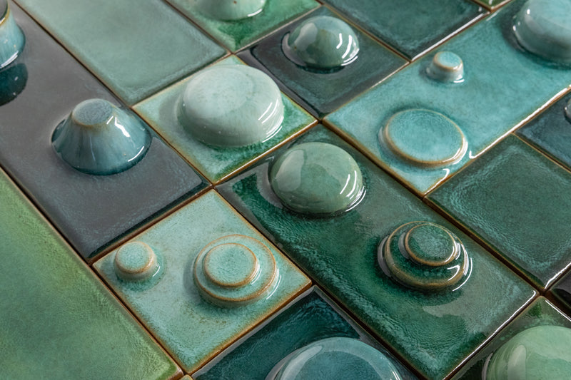 Hand-Made 3D Aqua & Green Tiles - FHCV9D-WS