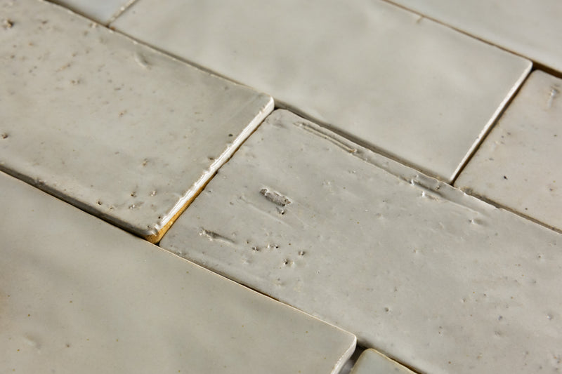 Undulating White Handmade Rectangular Tiles - FJCMKH-WS