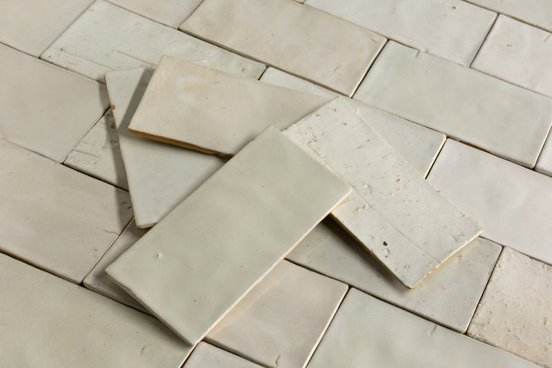 Undulating White Handmade Rectangular Tiles - FJCMKH-WS