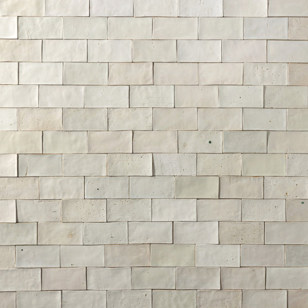 Undulating White Handmade Rectangular Tiles - FJCMKH-WS