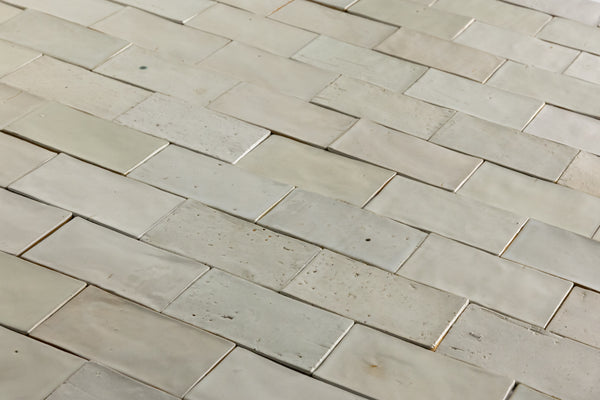 Undulating White Handmade Rectangular Tiles - FJCMKH-WS