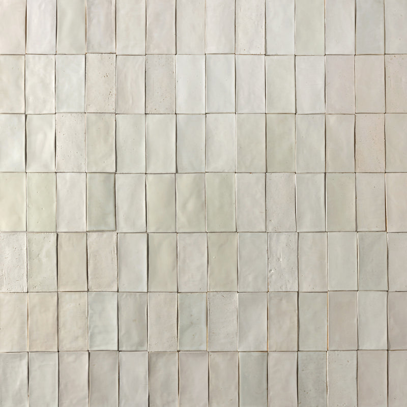 Undulating White Handmade Rectangular Tiles - FJCMKH