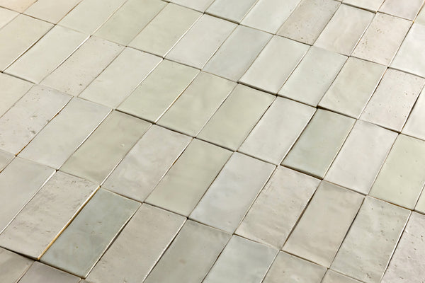 Undulating White Handmade Rectangular Tiles - FJCMKH