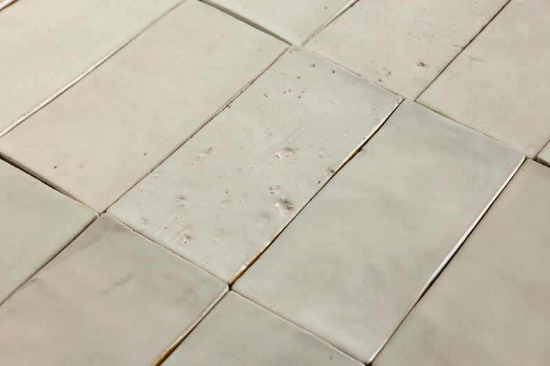 Undulating White Handmade Rectangular Tiles - FJCMKH