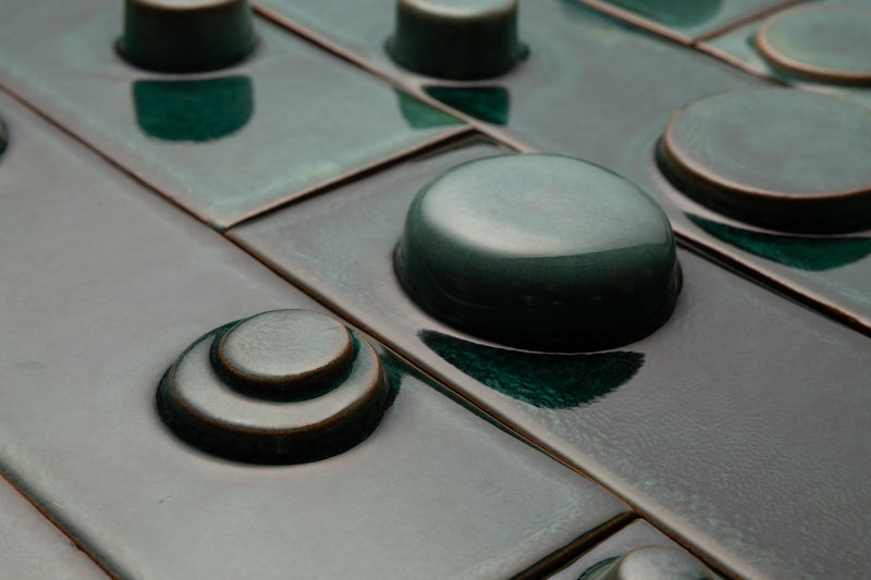 Hand-Made Rectangular 3D Teal Tiles - FJJUMH-EX