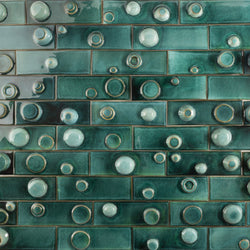 Hand-Made Rectangular 3D Teal Tiles - FJJUMH-EX