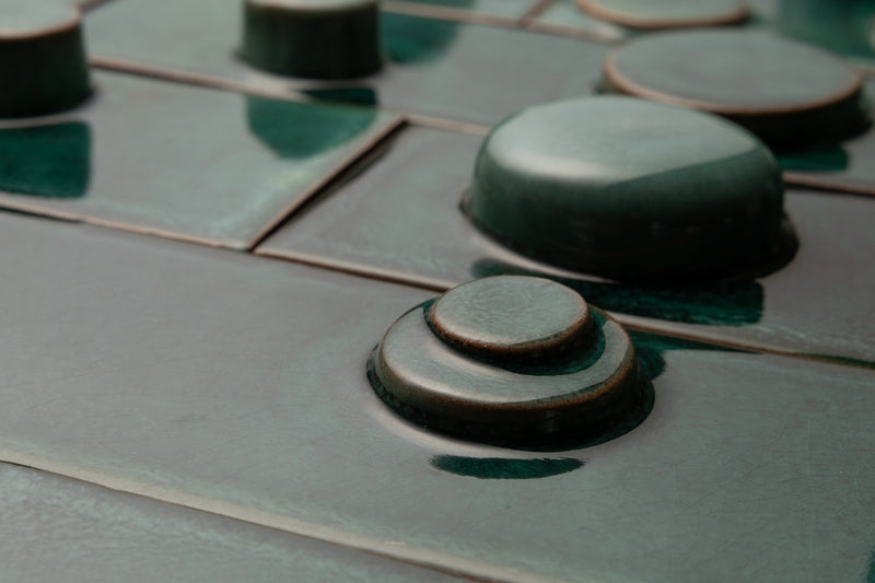Hand-Made Rectangular 3D Teal Tiles - FJJUMH-EX
