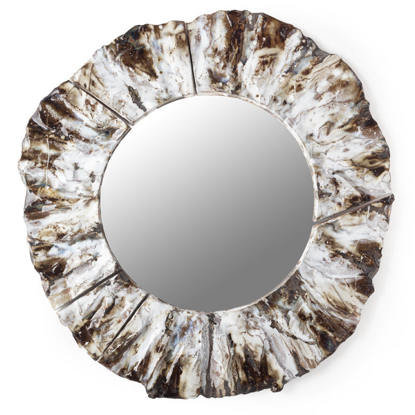 Medium Cream & Brown Ceramic Mirror - FLCLDC