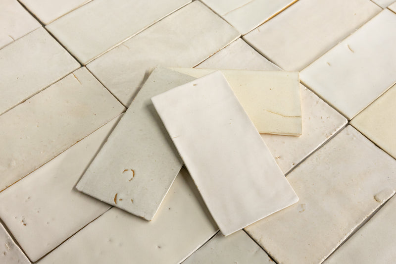 Off-White Handmade Rectangular Tiles - FLMAAM-WS