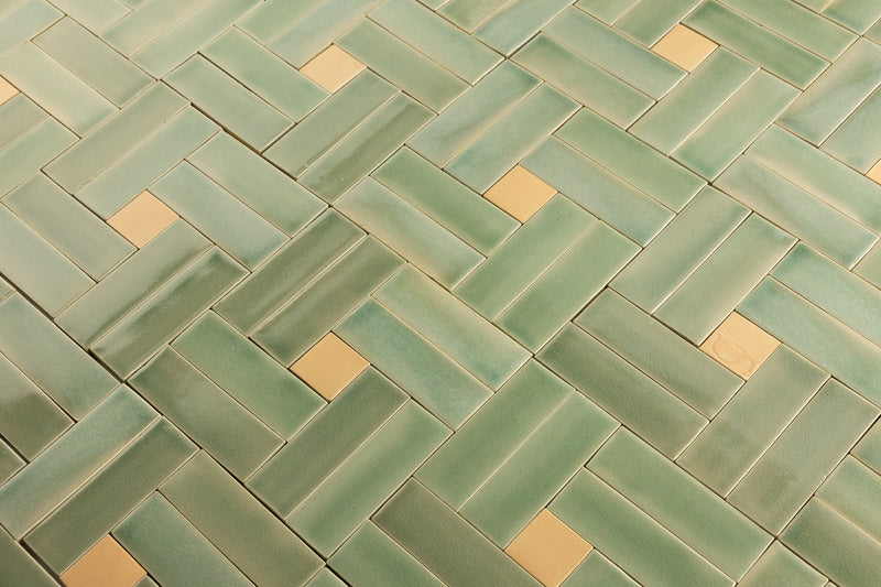 Green & Tan Blend Handmade Tiles - COMP-FMABBE-EX