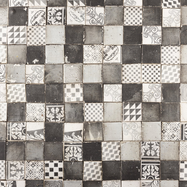 Chunky Square Tile Black & White Geometric Patterns FTDBYD_21C