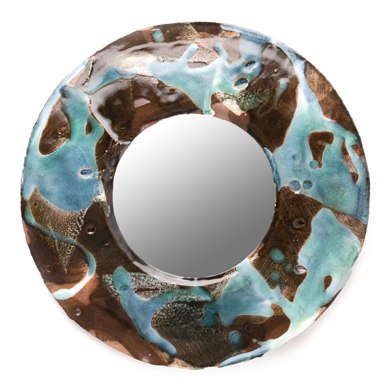 Small Aqua & Brown Ceramic Mirror - FVPDFB