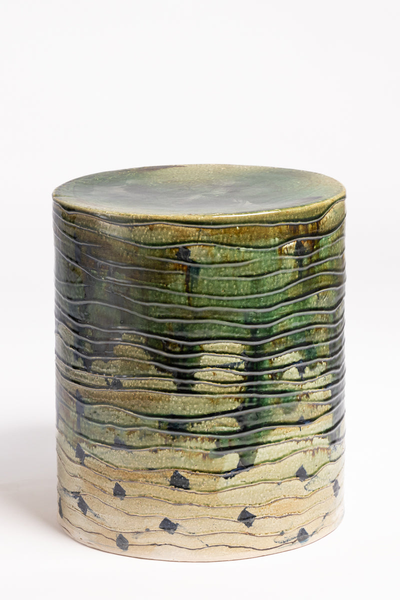 Green Spotted Hand-Made Ceramic Side Table 390mm - GFDLHC