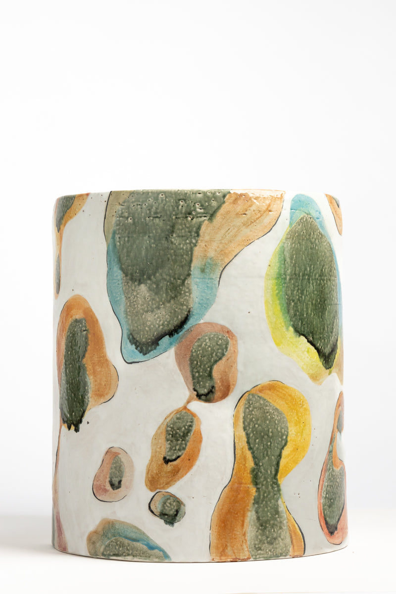 Colourful Blotches Hand-Made Ceramic Side Table 370mm - GJJHEK