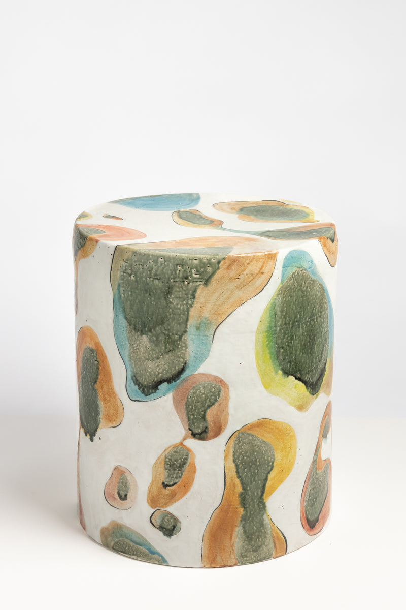 Colourful Blotches Hand-Made Ceramic Side Table 370mm - GJJHEK