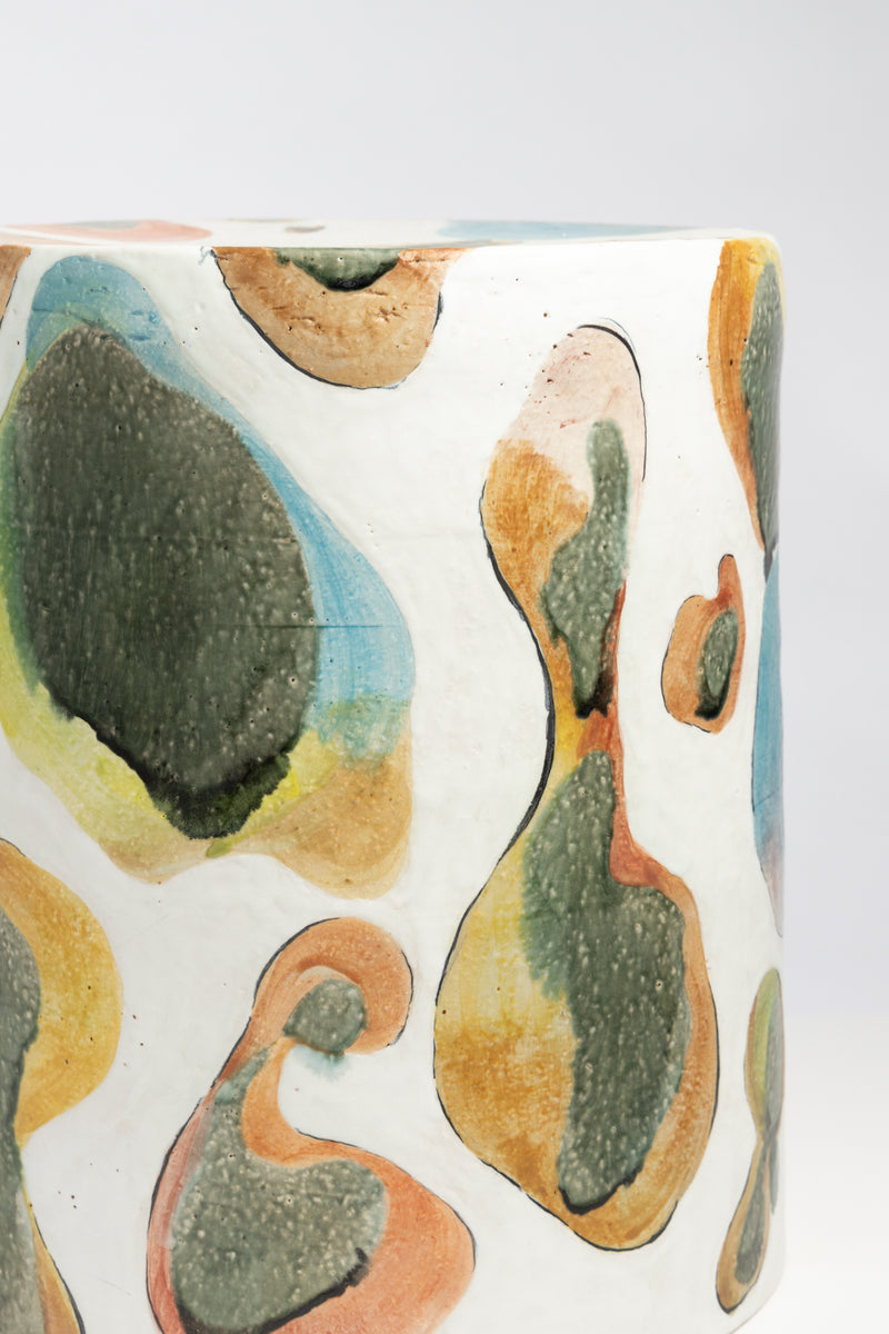 Colourful Blotches Hand-Made Ceramic Side Table 370mm - GJJHEK