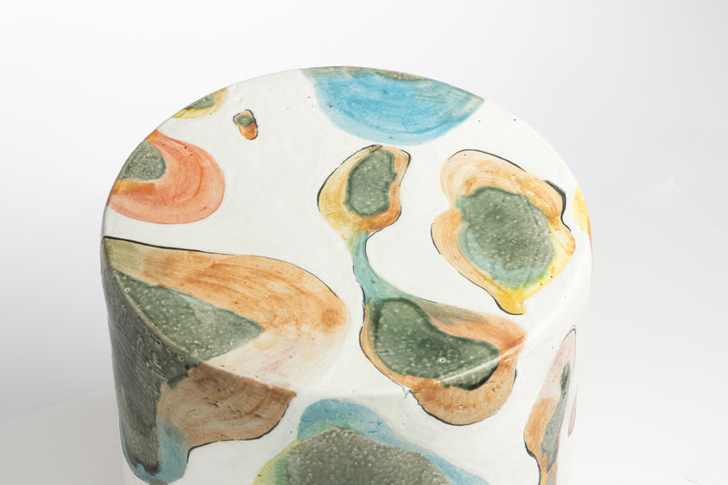 Colourful Blotches Hand-Made Ceramic Side Table 370mm - GJJHEK