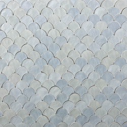 Light Blue Hand-Made Fish Scale Shaped Tiles - GLGDJB