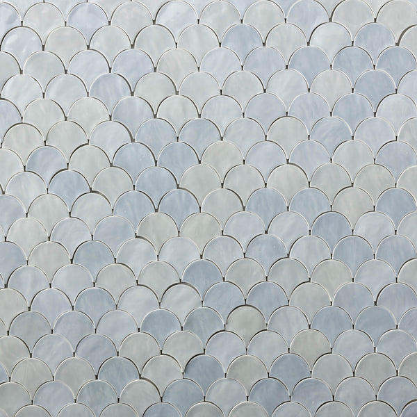 Light Blue Hand-Made Fish Scale Shaped Tiles - GLGDJB
