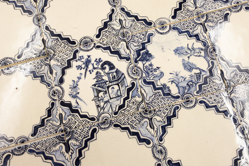 Detailed Oriental Square Blue Delft Hand-Painted Tile GSRLFV