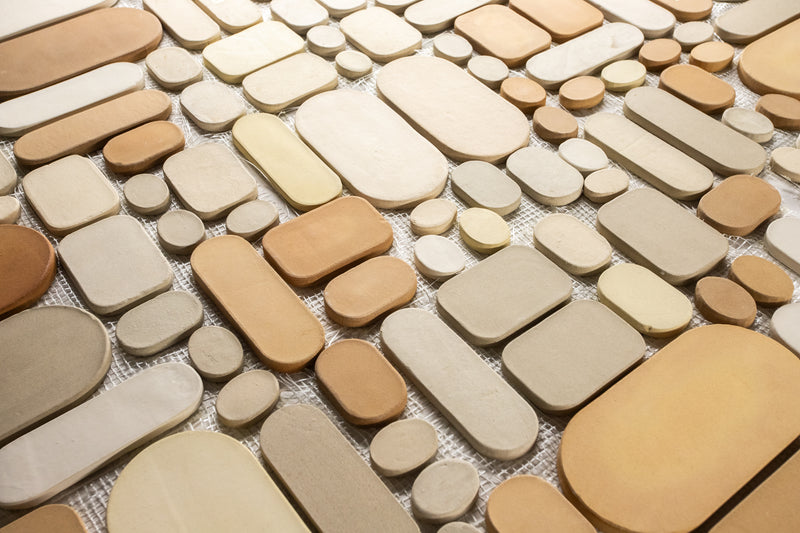 Handmade Unique Pebble Shapes Terracotta Tiles - H78D9D_SetA_2C