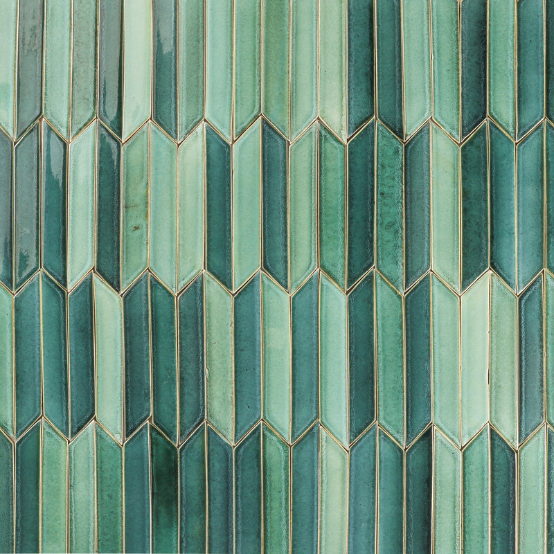 Handmade Rectangular Arrow tile Aqua green glaze H8W5E9 8A