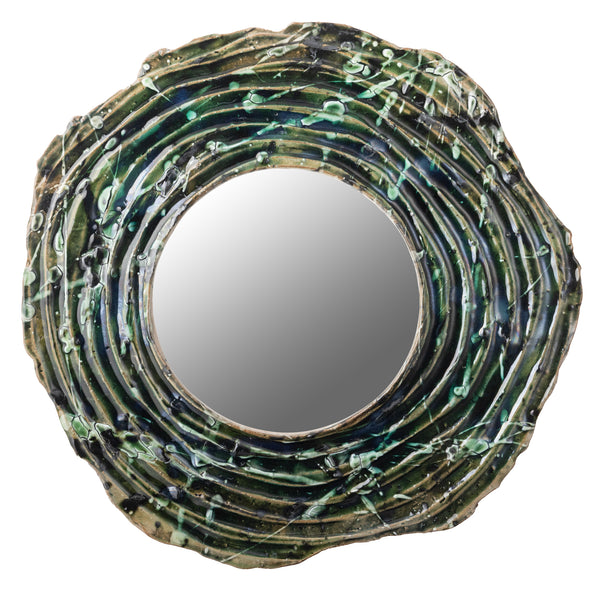 Small 380mm Green Ceramic Mirror - HCBGHI