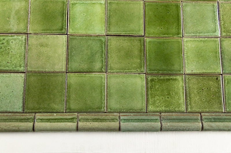 Green Handmade Tiles with Edge Termination Options HCGIBL_EX