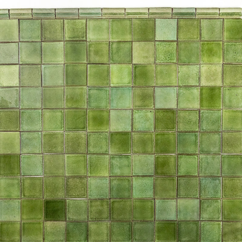 Green Handmade Tiles with Edge Termination Options HCGIBL_EX