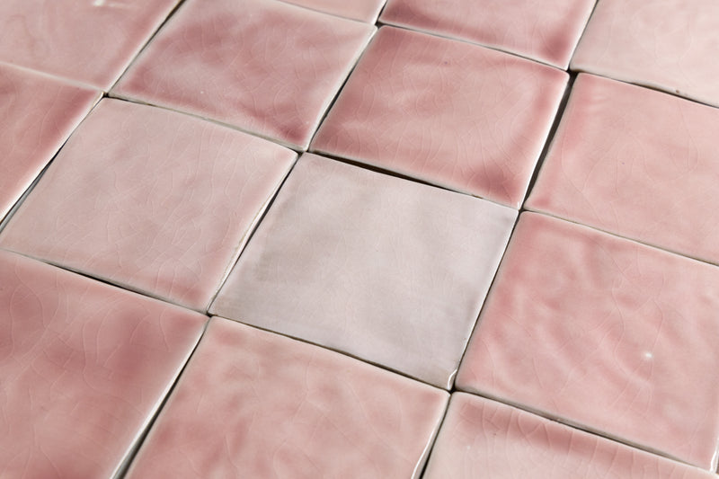 Pink Handmade Square Tiles HDHETK_2B