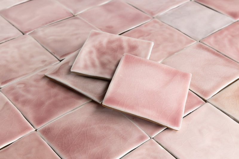 Pink Handmade Square Tiles HDHETK_2B