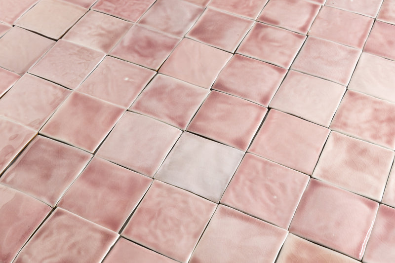 Pink Handmade Square Tiles HDHETK_2B